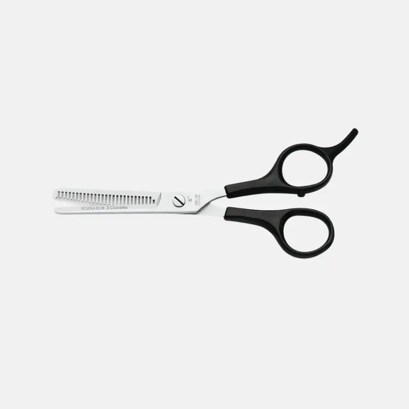 Tijera de Peluqueria Profesional Scuola con Apoyadedos ES-28 6" - 3 Claveles