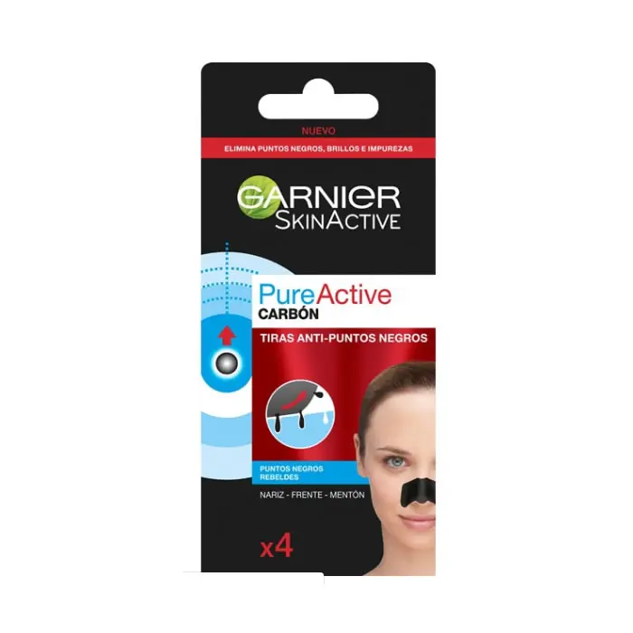 Tiras Limpia Poros Pure Active Carbon Garnier - Pack 4 Unidades