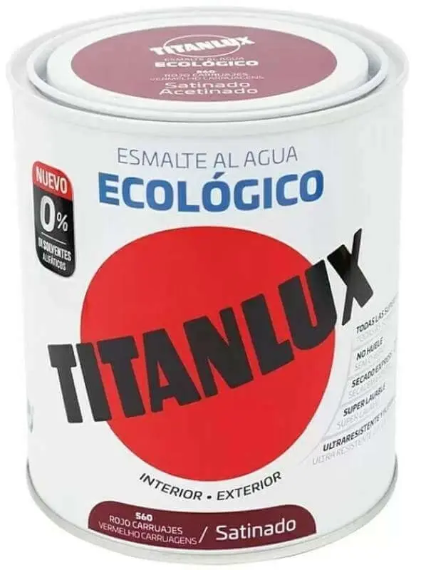 Titanlux ECO 560 Esmalte Rojo Carruajes Satinado 750 ml – Pintura Ecológica al Agua para Interior y Exterior