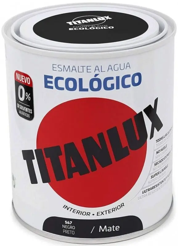 Titanlux Esmalte Al Agua Ecológico 567 Negro Mate 750