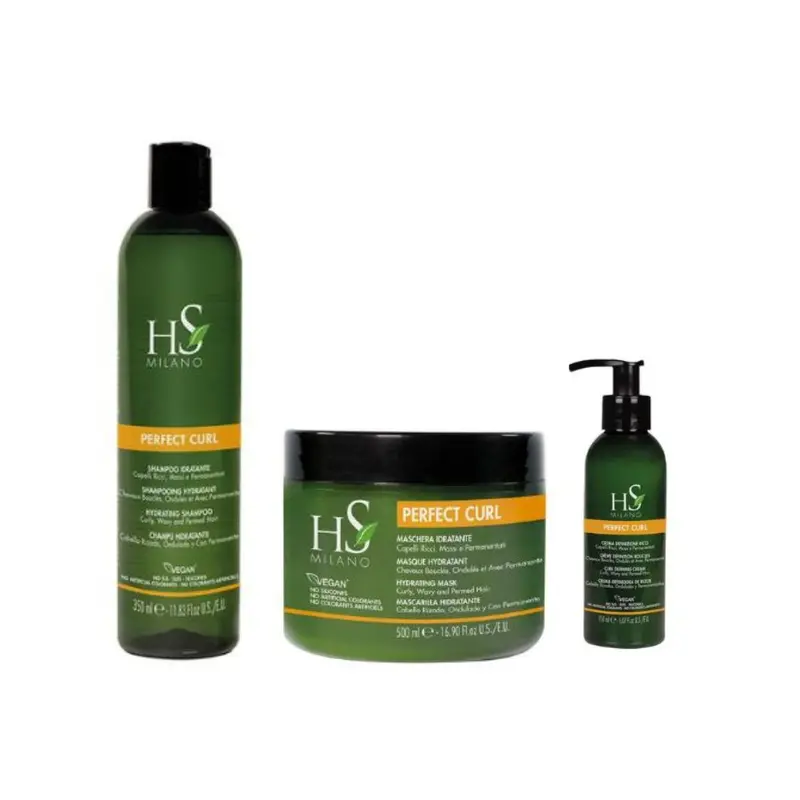 Tratamiento cabello rizado Perfect Curly HS Milano | Pack Champú + Mascarilla + Serum