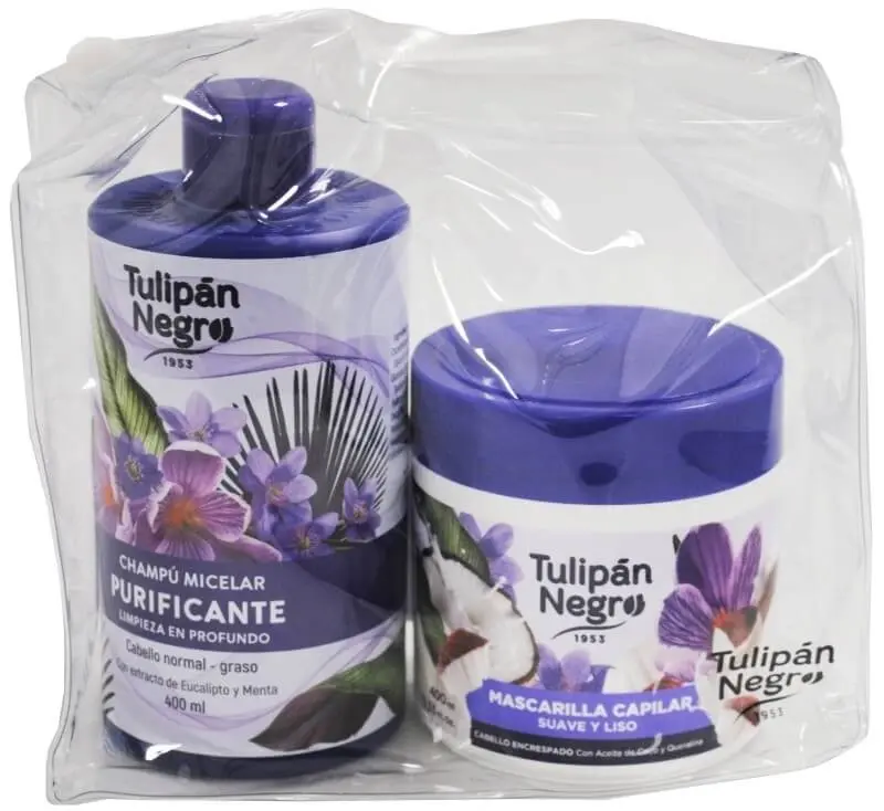 Tulipán Negro Champú y Mascarilla Capilar Purificante Suave y Liso