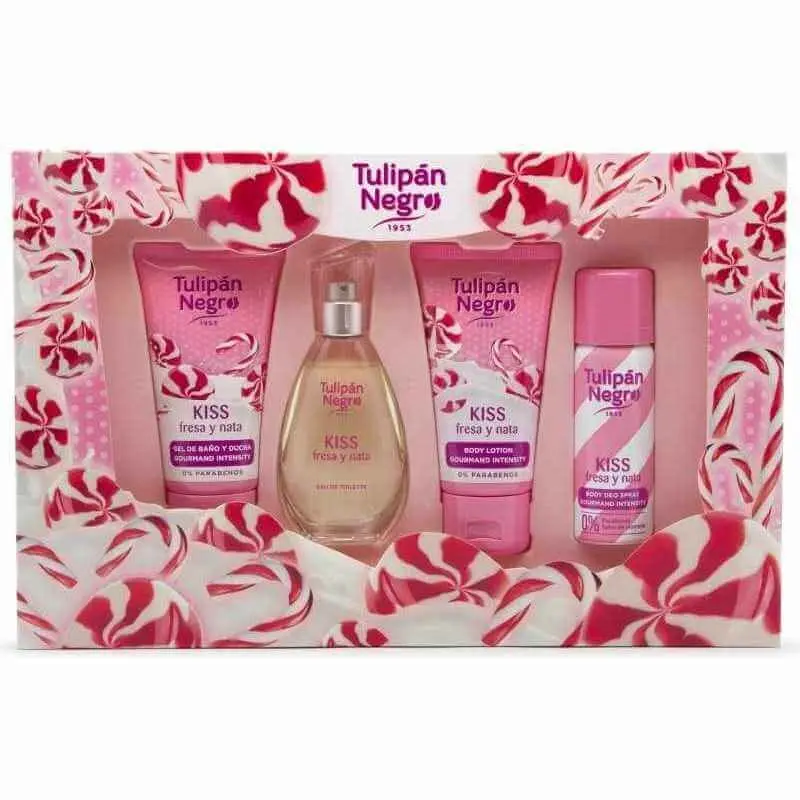 Tulipán Negro Estuche Fresa Nata 50 Vapo + Gel + Bpdy + Desodorant