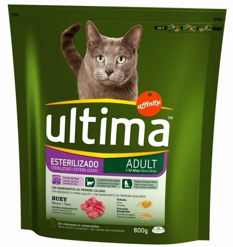Ultima Gato Esterilizado Adult Buey 800G