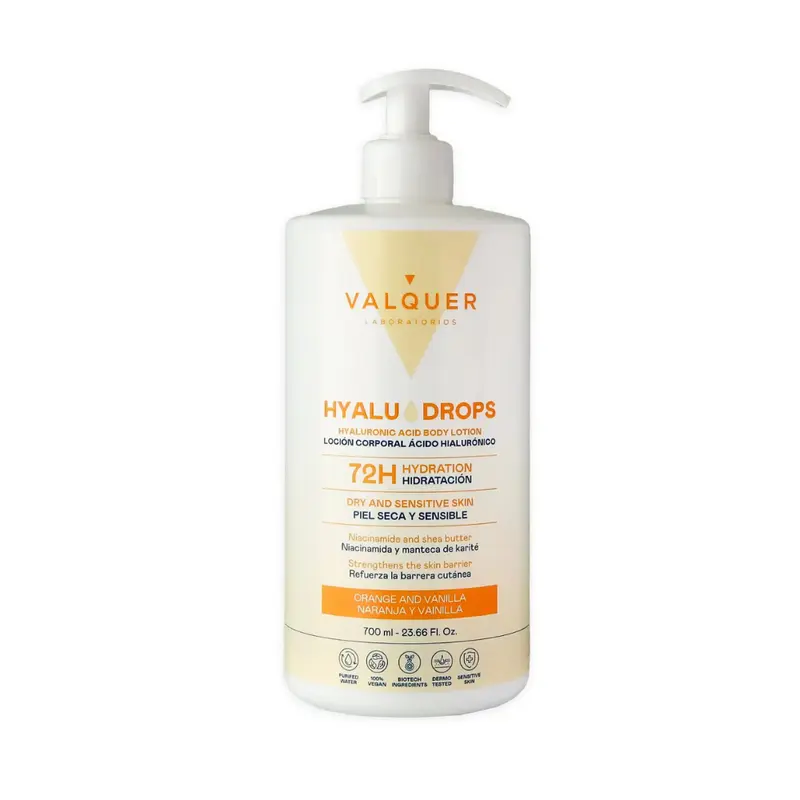 Valquer Hyaludrops Loción corporal naranja y vainilla 72h hidratación 700ml
