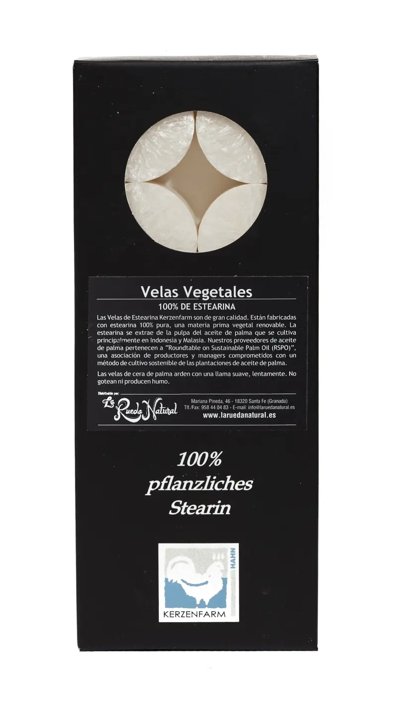 Vela de Té Blanca Natural - Cera 100% Vegetal Kerzenfarm