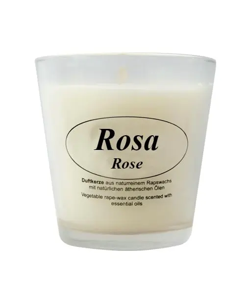 Vela Vegetal Perfumada con Aceite Esencial de Rosa - Kerzenfarm