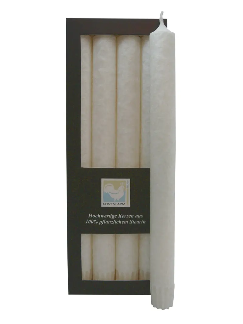 Velas Cilíndricas Stearin Blancas Kerzenfarm - Pack de 4 Unidades