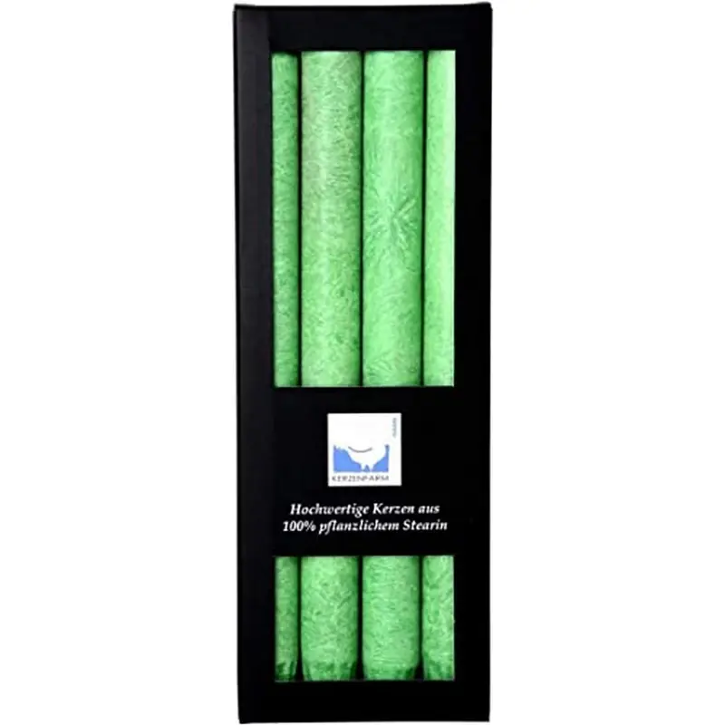 Velas Cilíndricas Stearin Verde Oscuro Kerzenfarm - Pack 4 Unidades
