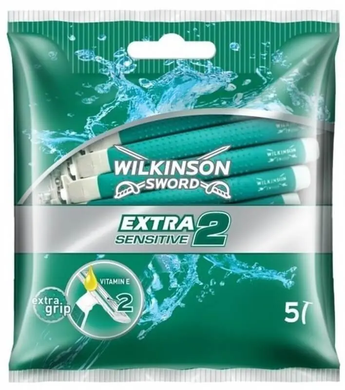Wilkinson Sword Extra Sensitive 2 Maquinillas Desechables 5U – Afeitado Suave y Seguro para Pieles Sensibles