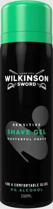 Wilkinson Sword Sensitive Gel de Afeitado 200 ml – Afeitado Suave, Preciso y Sin Irritaciones